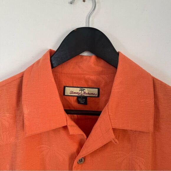 Rare Tommy Bahama Orange Silk Embroidered Back Short Sleeve Button Down Shirt - Picture 8 of 8